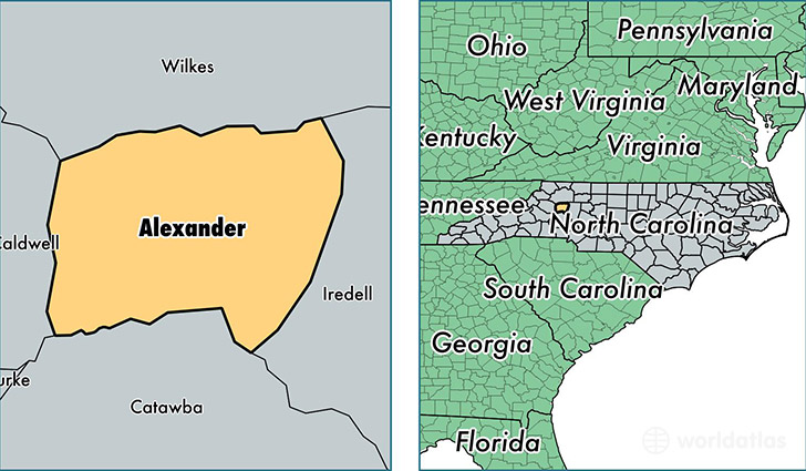 location of Alexander county on a map