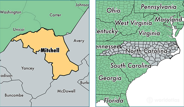 location of Mitchell county on a map