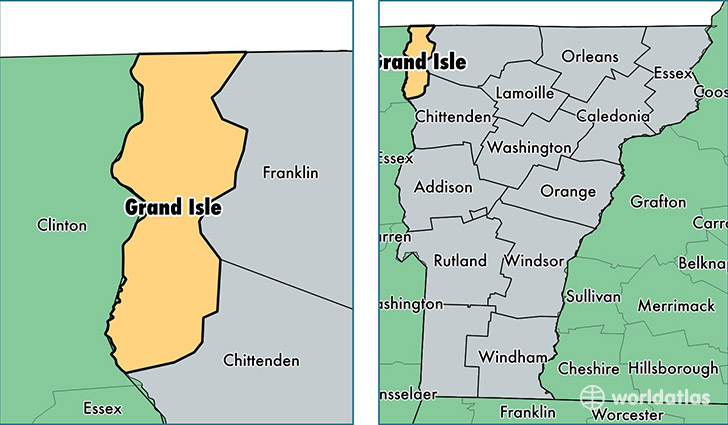 location of Grand Isle county on a map