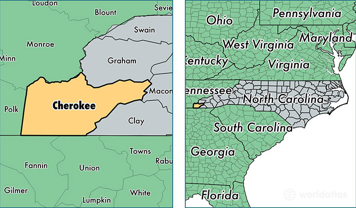 location of Cherokee county on a map