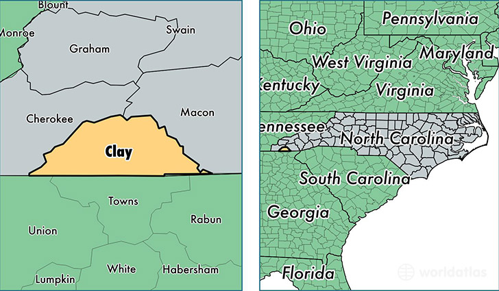 location of Clay county on a map