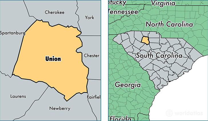 location of Union county on a map