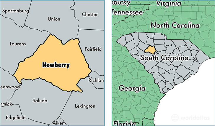 location of Newberry county on a map