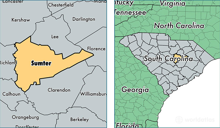 location of Sumter county on a map
