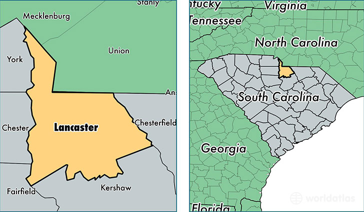 location of Lancaster county on a map