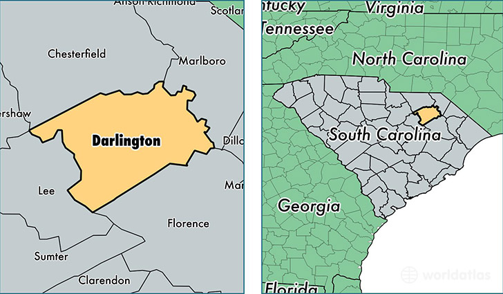 location of Darlington county on a map