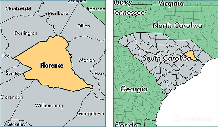 location of Florence county on a map