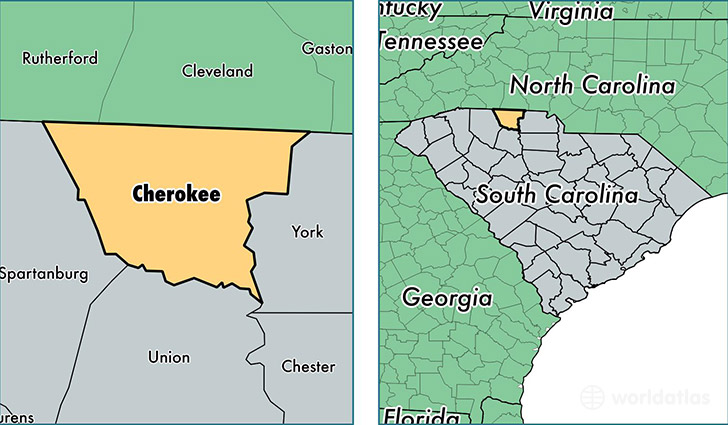 location of Cherokee county on a map