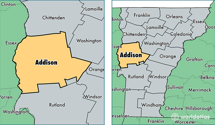 location of Addison county on a map