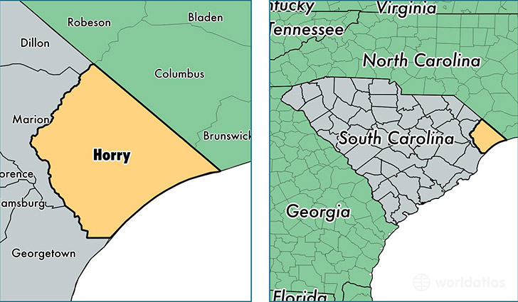 location of Horry county on a map