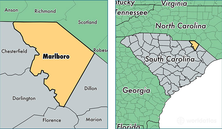 location of Marlboro county on a map