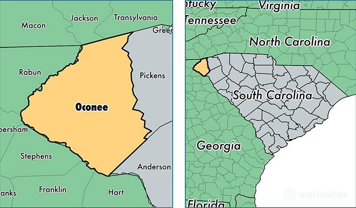 location of Oconee county on a map