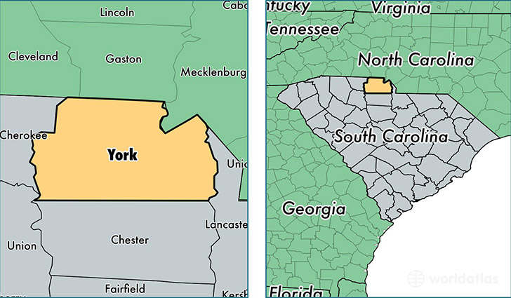 location of York county on a map