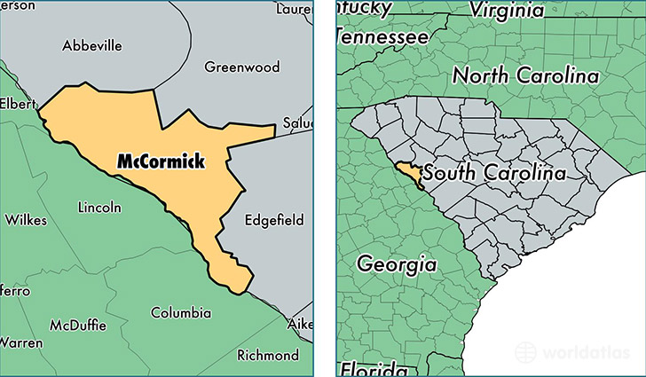 location of McCormick county on a map