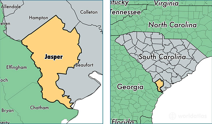 location of Jasper county on a map