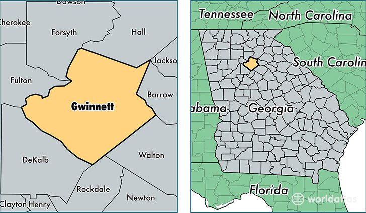 location of Gwinnett county on a map