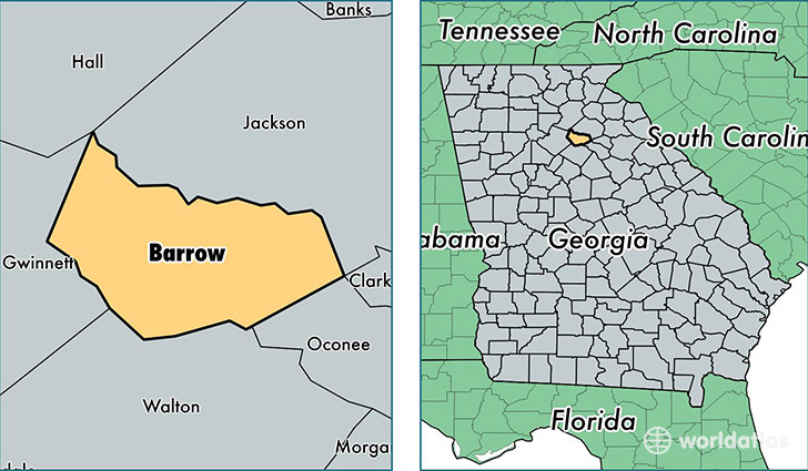 location of Barrow county on a map