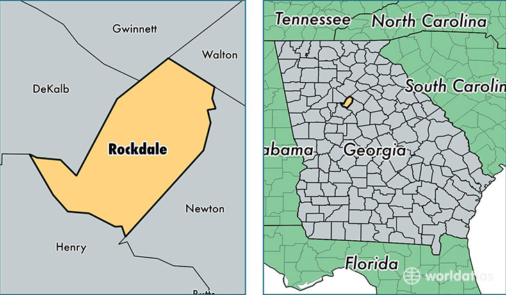 location of Rockdale county on a map