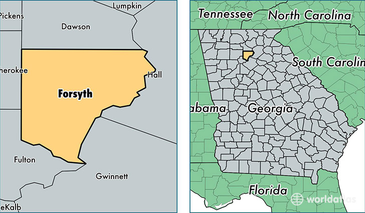 location of Forsyth county on a map