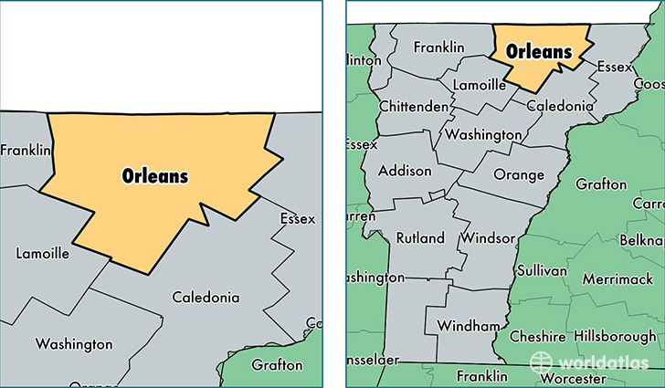 location of Orleans county on a map