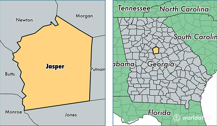 location of Jasper county on a map