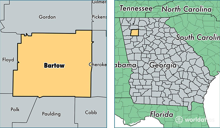 location of Bartow county on a map