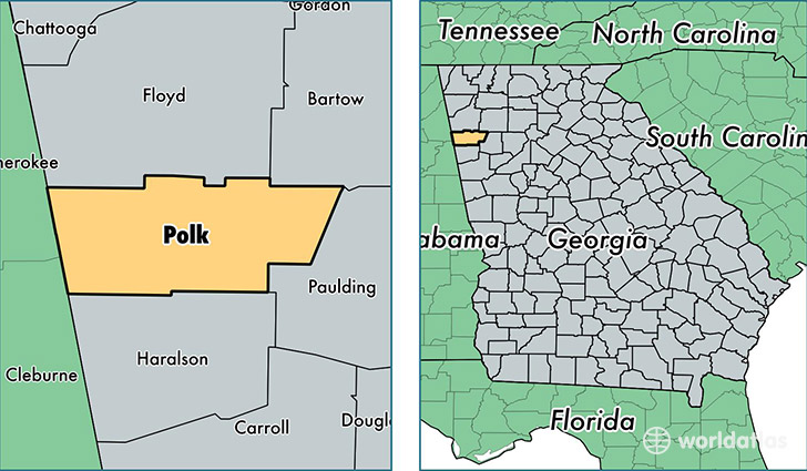 location of Polk county on a map