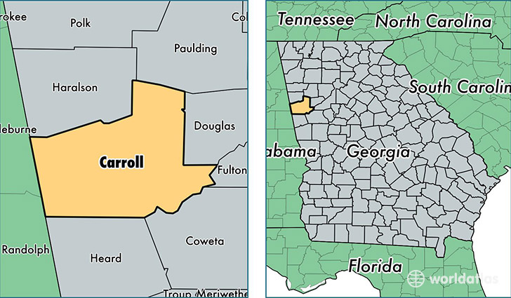 location of Carroll county on a map