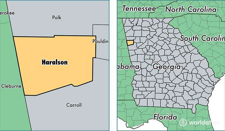location of Haralson county on a map