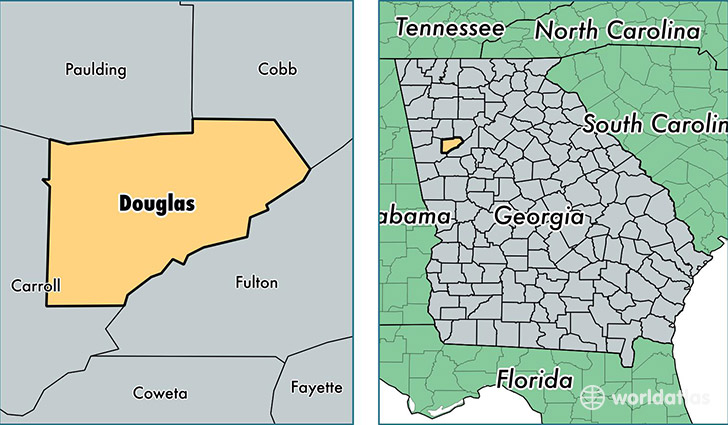 location of Douglas county on a map