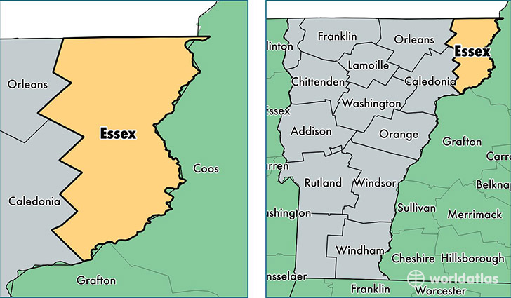 location of Essex county on a map