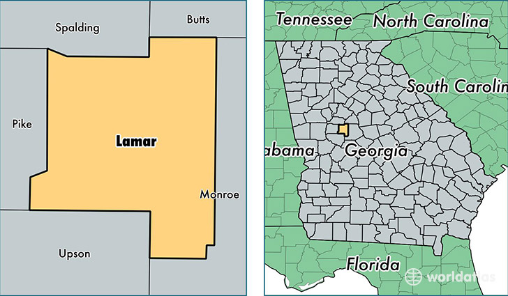 location of Lamar county on a map