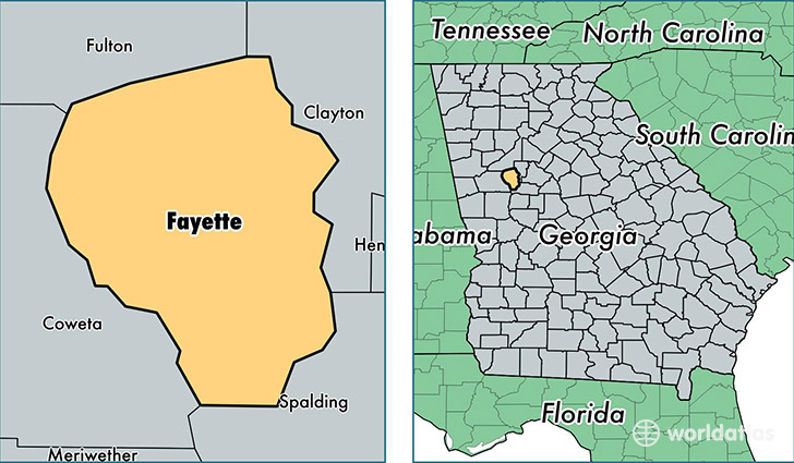 location of Fayette county on a map