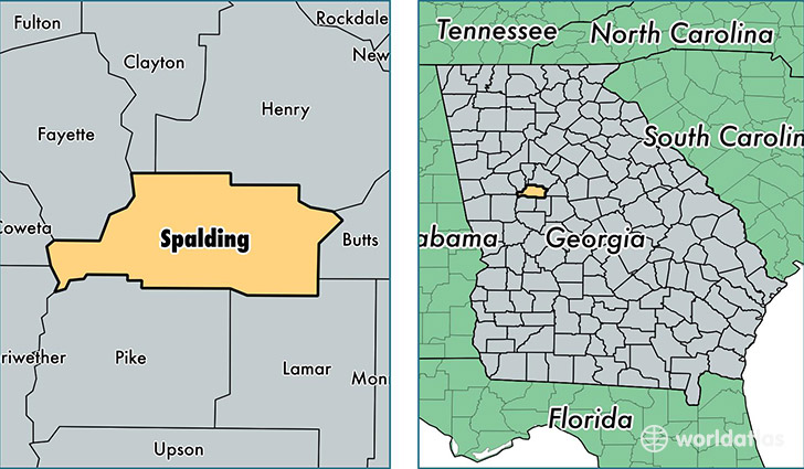 location of Spalding county on a map