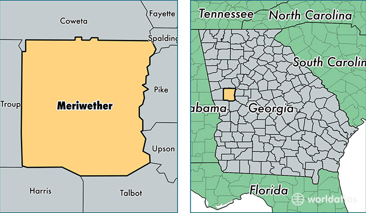 location of Meriwether county on a map