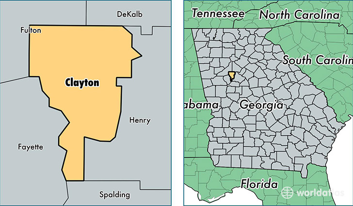 location of Clayton county on a map
