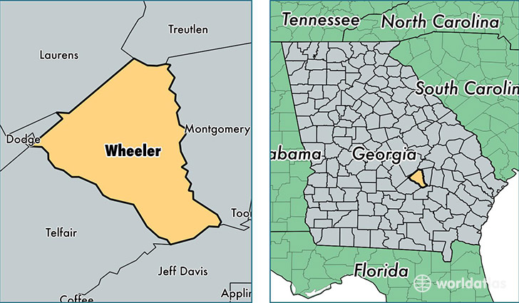 location of Wheeler county on a map