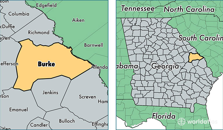 location of Burke county on a map