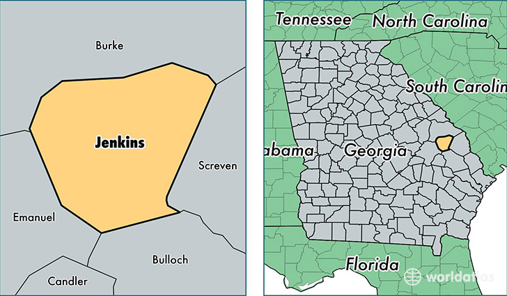 location of Jenkins county on a map