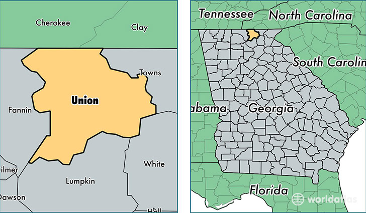 location of Union county on a map