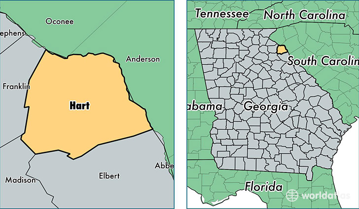 location of Hart county on a map