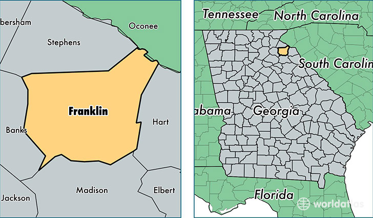 location of Franklin county on a map