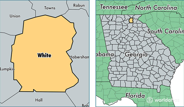 location of White county on a map