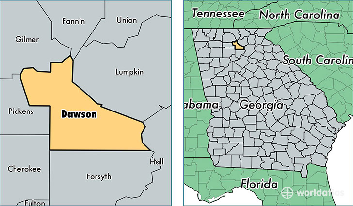 location of Dawson county on a map