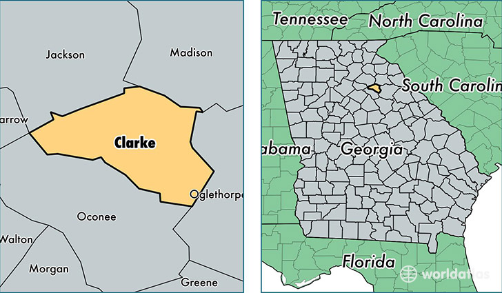 location of Clarke county on a map