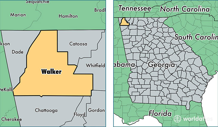 location of Walker county on a map