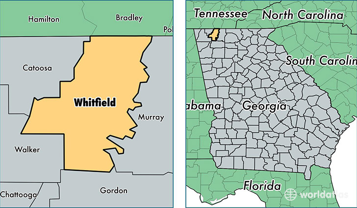 location of Whitfield county on a map