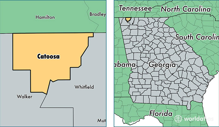 location of Catoosa county on a map