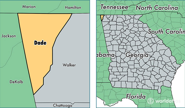 location of Dade county on a map