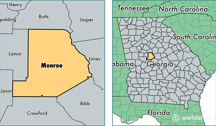 location of Monroe county on a map